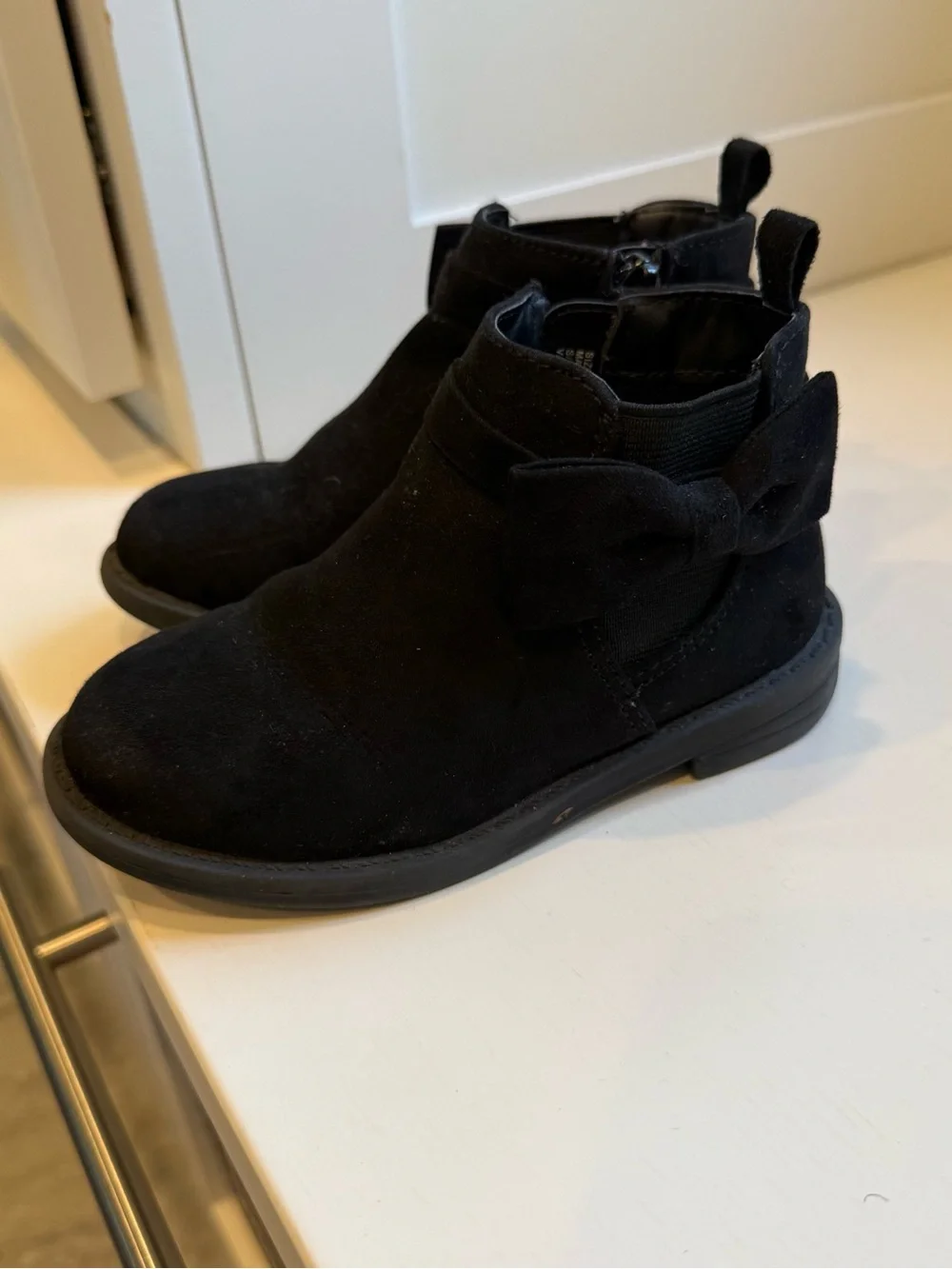 GAP Black faux Suede Ankle Boots with Bow